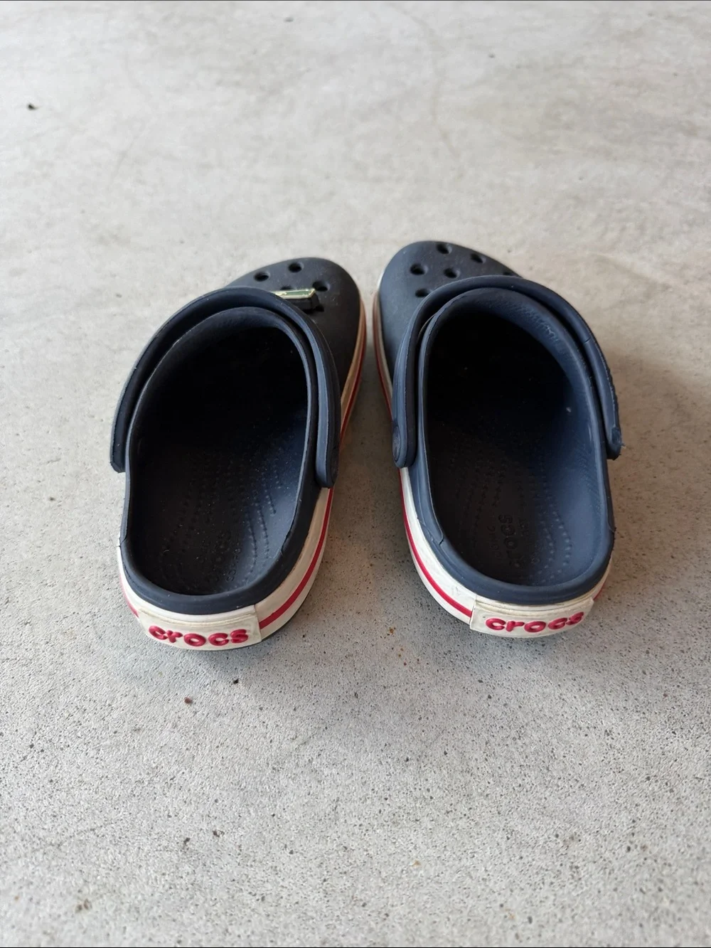 Kids Navy Slip-On CROCS with Red-Trim